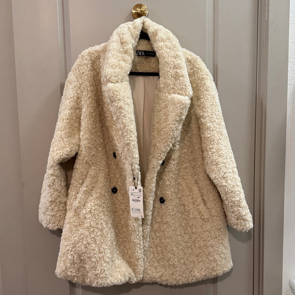 Zara Off-White Teddy Jacket